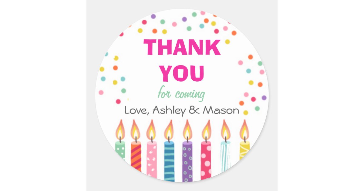Candles Birthday Thank You Sticker Cupcake Topper Zazzle Com Candles Birthday Thank You Sticker Cupcake Topper Zazzle Com