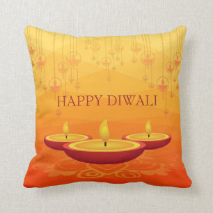 Candles Diwali Holiday Throw Pillow