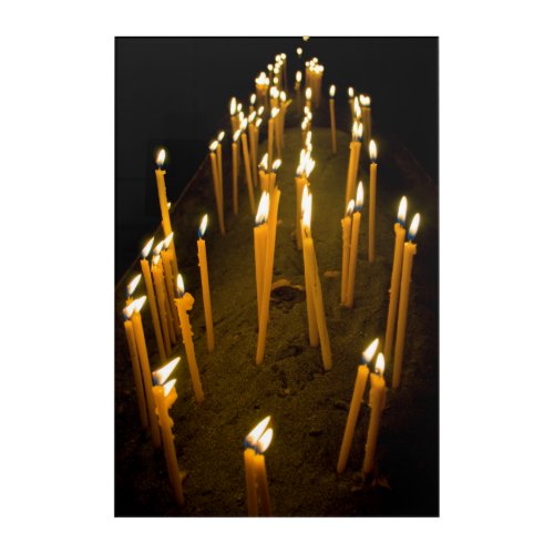 Candles lit in a church Armenia Acrylic Print