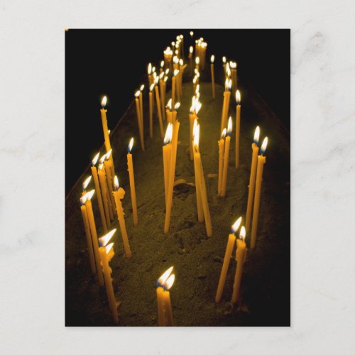 Candles lit in a church Armenia Postcard