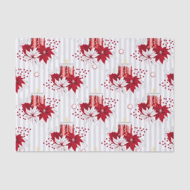 Candles & Poinsettia Tissue Paper (Front)