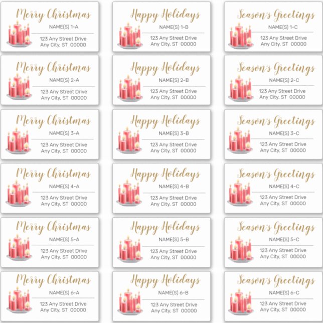 Candles Tray Christmas Holiday Address Labels (Front)