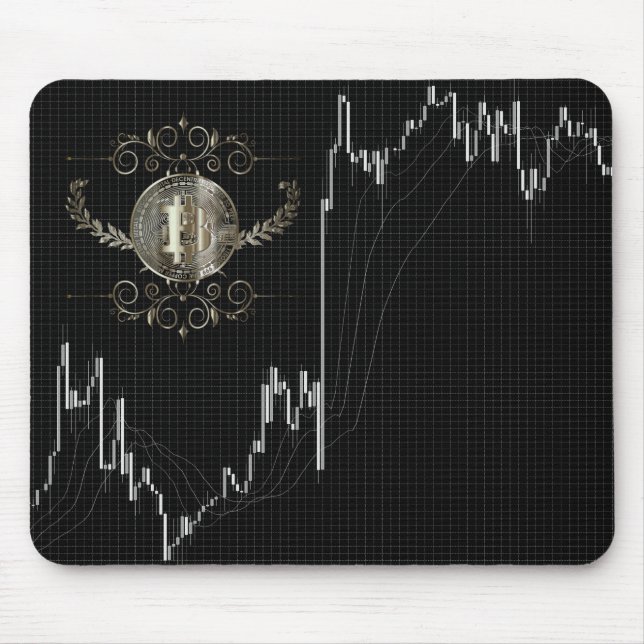Candlestick Chart & Bitcoin Gold Coin Mouse Pad (Front)