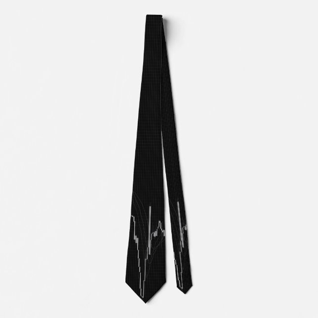 Candlestick Chart Black and White Forex Market  Neck Tie (Front)