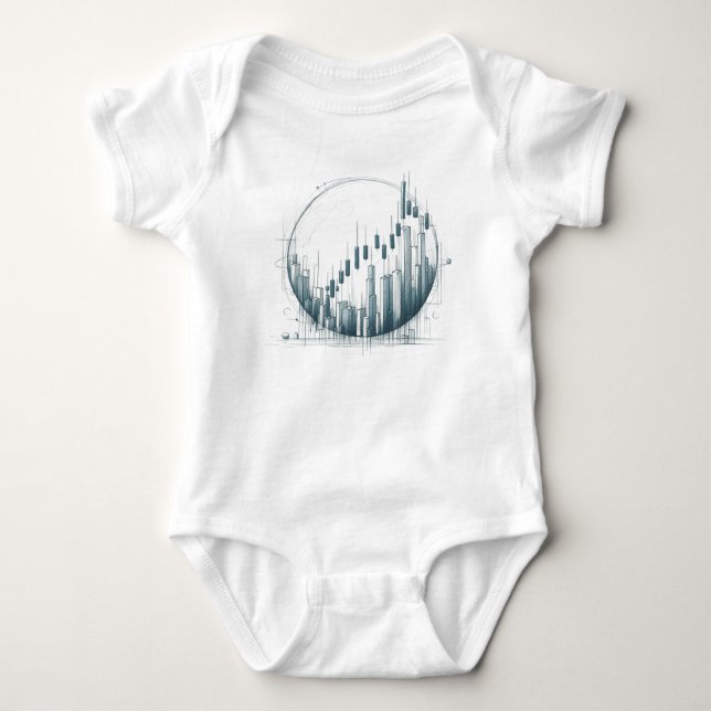 Candlestick chart drawing baby bodysuit (Front)