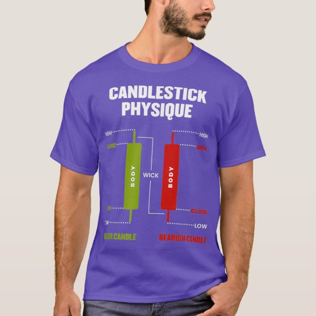 Candlestick Physique Stock Market Day Trader T-Shirt (Front)