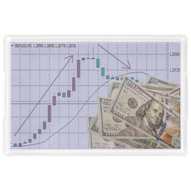 Candlestick Stock Market Chart Acrylic Tray (Front)