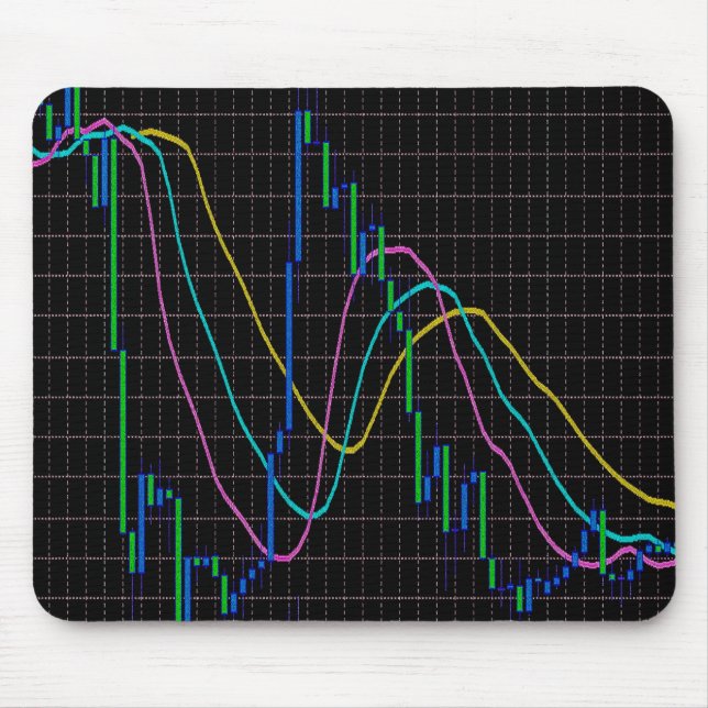 Candlestick Stock Market Chart On Black Mouse Pad (Front)