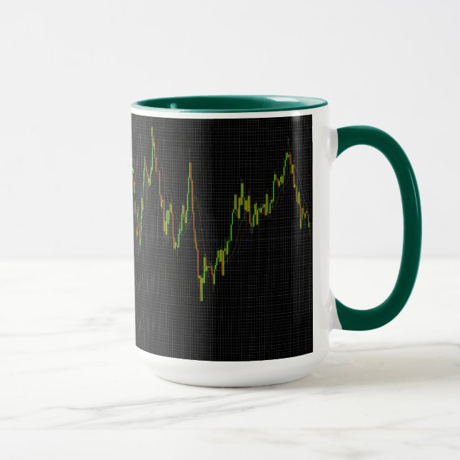 Candlestick Stock Market Chart On Black Mug (Right)