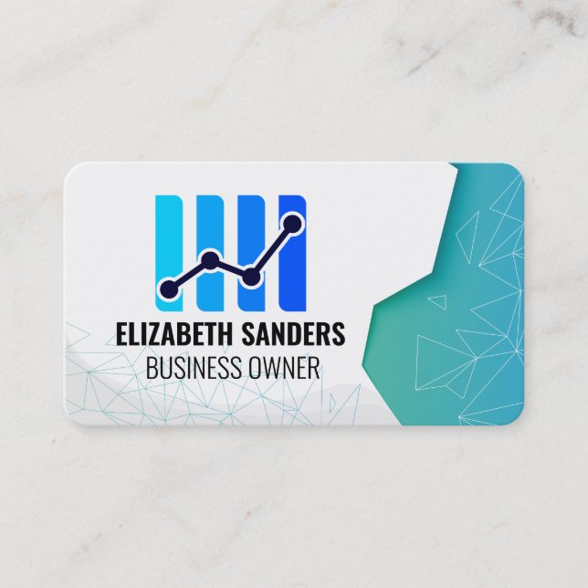 Candlesticks | Geometric Patterns | Fintech Logo Business Card (Front)