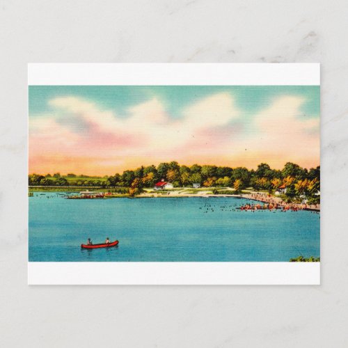 Candlewood Lake Bathing beaches Danbury Conn Postcard