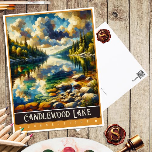 Candlewood Lake Connecticut  Vintage Painting Postcard
