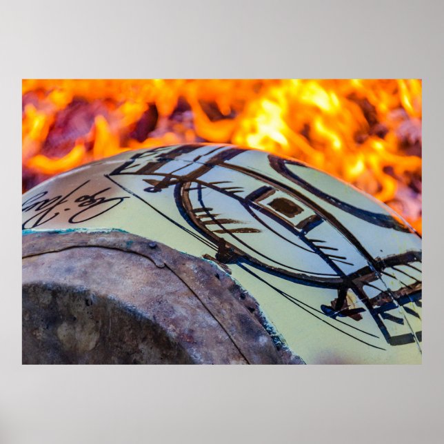 Candombe drum being tempering at street, montevide poster (Front)