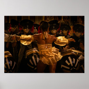 Candombe drummers and vedette during carnival poster