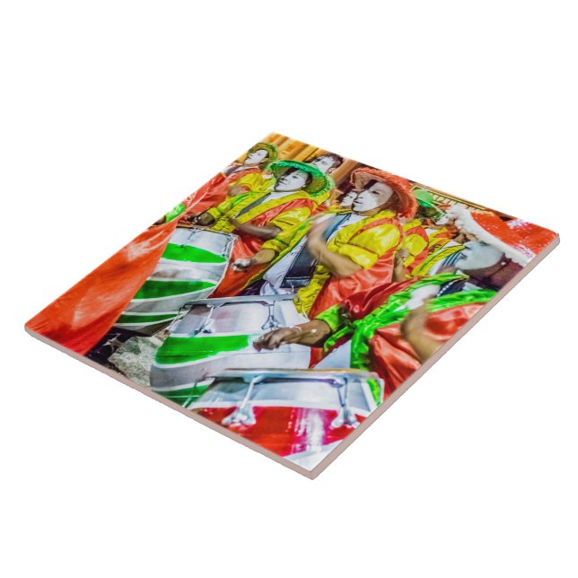 Candombe Drummers at Carnival Parade, Montevideo Ceramic Tile (Side)