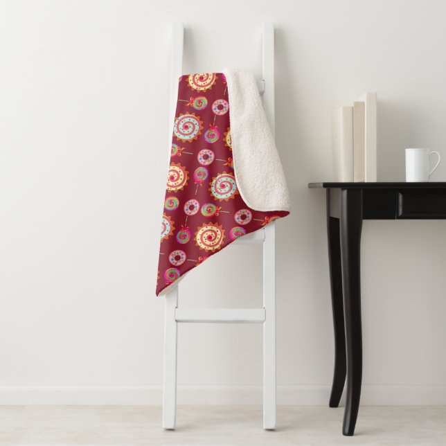 Candy and Cakes Red Sherpa Blanket (In Situ)