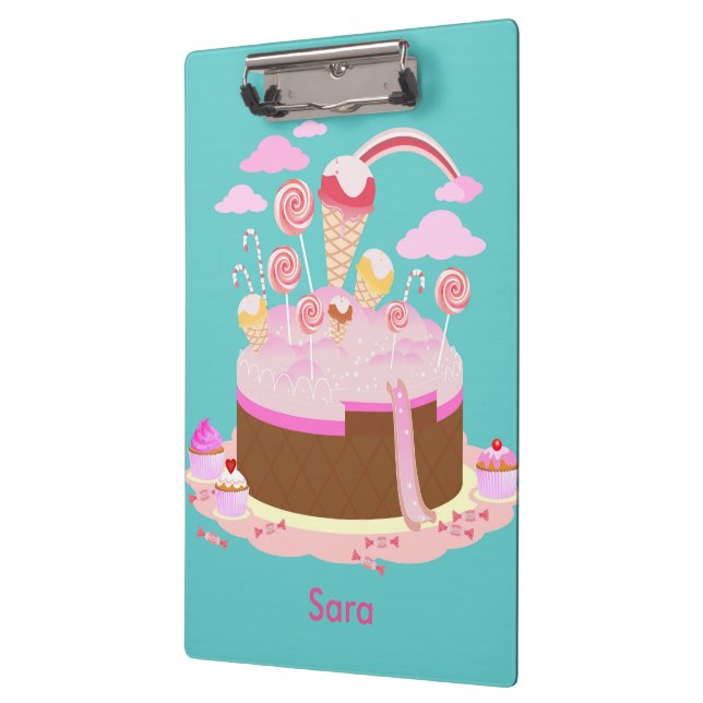 Candy and chocolate cake for birthday party clipboard (Left)