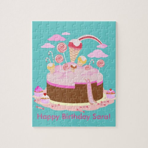 Candy and chocolate cake for birthday party jigsaw puzzle