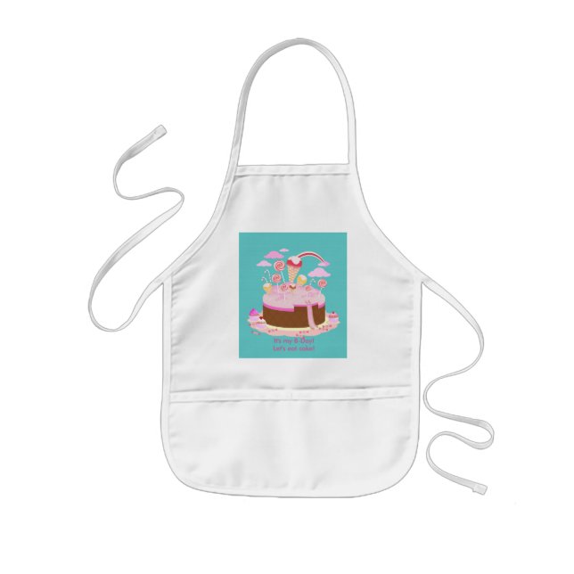 Candy and chocolate cake for birthday party kids' apron (Front)