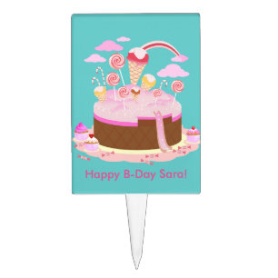 Candy and chocolate cake for birthday party topper