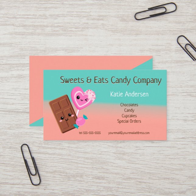 Candy and Chocolate  Company Business Card (Front/Back In Situ)