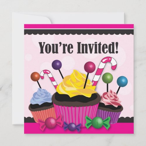 Candy and Cupcake Sweet Party Invitation