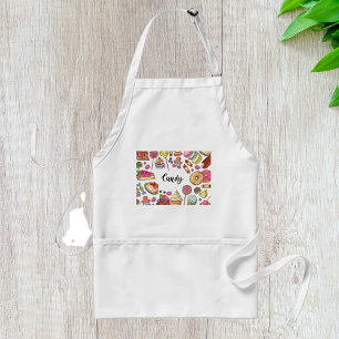 Candy and Dessert Doodles Sweet Treats Pattern Adult Apron