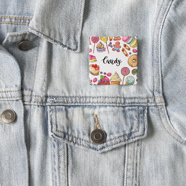 Candy and Dessert Doodles Sweet Treats Pattern  Button (Creator Uploaded)