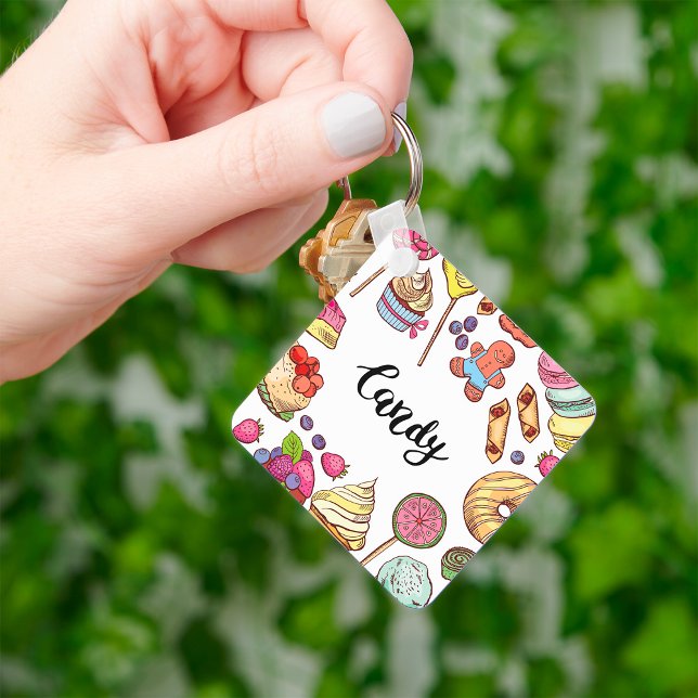 Candy and Dessert Doodles Sweet Treats Pattern  Keychain (Creator Uploaded)