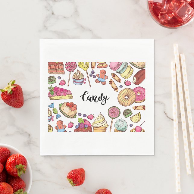 Candy and Dessert Doodles Sweet Treats Pattern  Napkins (Creator Uploaded)
