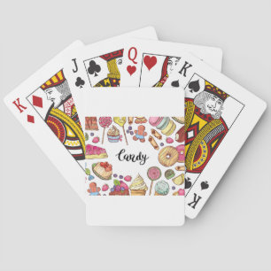 Candy and Dessert Doodles Sweet Treats Pattern Poker Cards