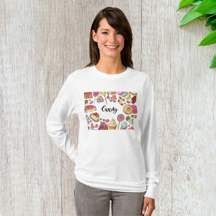 Candy and Dessert Doodles Sweet Treats Pattern T-Shirt