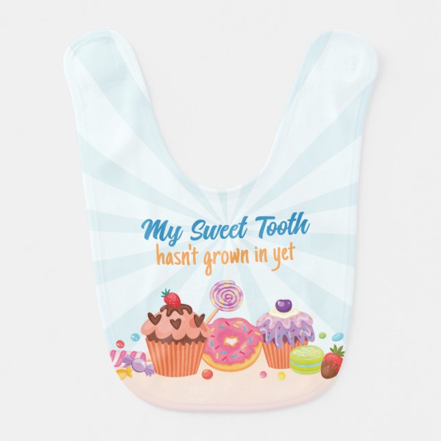 Candy and Desserts Baby Bib | Blue | Sweet Tooth (Front)