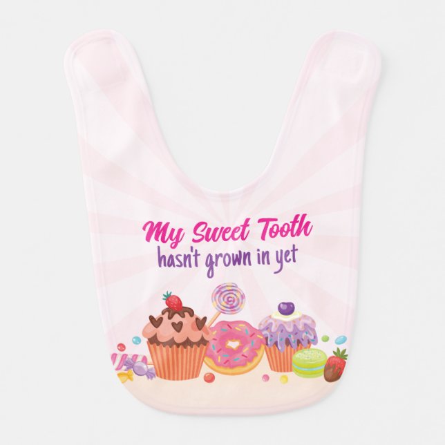 Candy and Desserts Baby Bib | Pink | Sweet Tooth (Front)