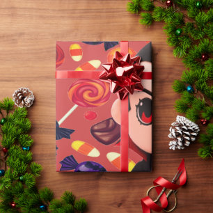 Candy and Dracula Cute Spooky For Halloween Wrapping Paper