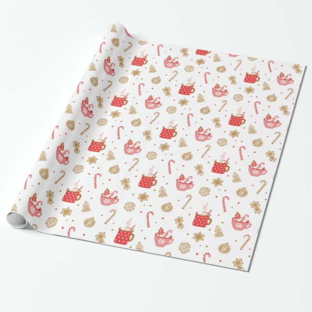 Candy and Hot chocolate christmas wrapping paper (Unrolled)