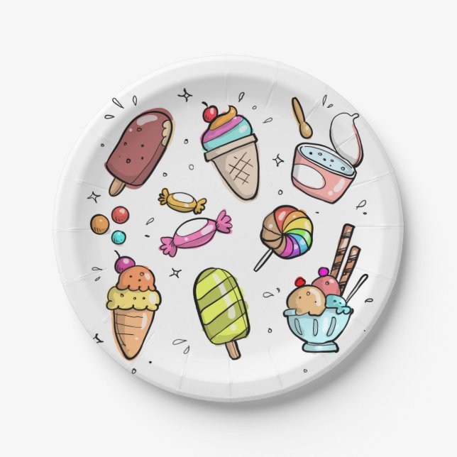 Candy and ice cream paper plates (Front)