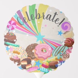Candy and Rainbow Swirl party Balloon