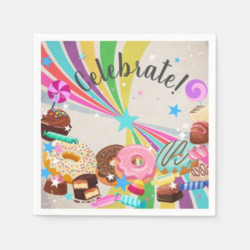 Candy and Rainbow Swirl party  Napkins