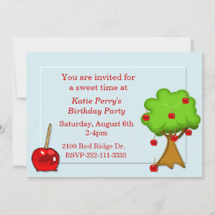 Candy Apple & Apple Tree Birthday Invitation