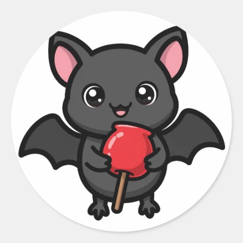 Candy Apple Bat Halloween Classic Round Sticker