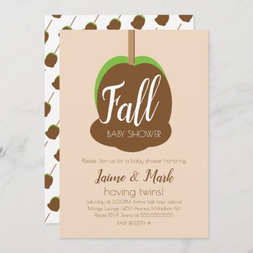 Candy Apple Carmel Fall Baby Shower  Invitation