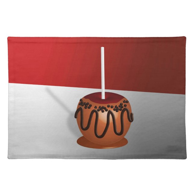 Candy Apple, Deep Red and Caramel Tan Cloth Placemat (Front)
