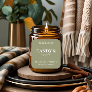 Candy Apple Fall Candle Label Minimalist Autumn