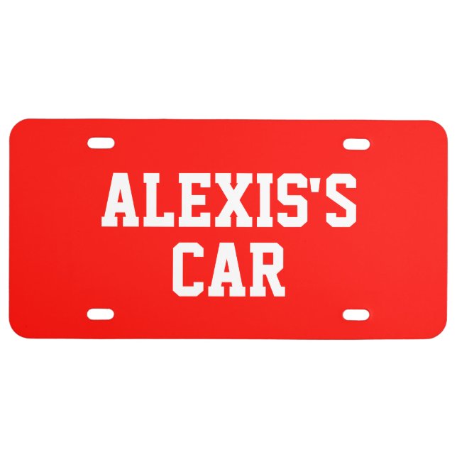 Candy Apple Red Add Name License Plate (Front)