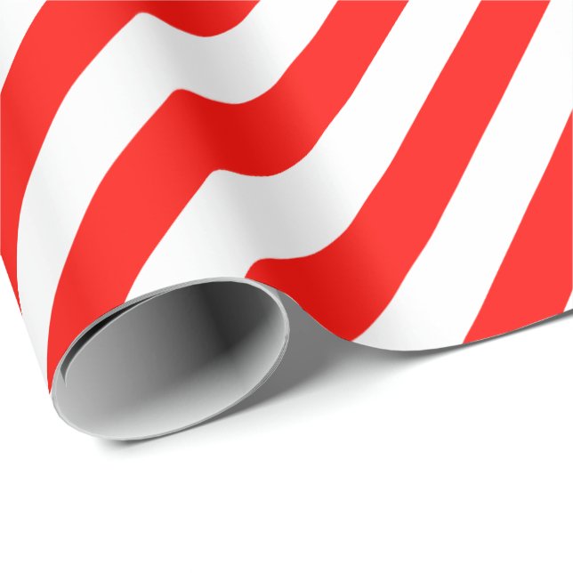 Candy Apple Red Diagonal Stripe Wrapping Paper (Roll Corner)