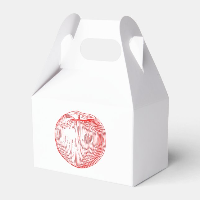 Candy Apple Red Letterpress Apple Favor Boxes (Front Side)