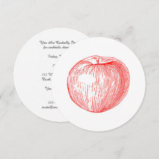 Candy Apple Red Letterpress Apple Invitation