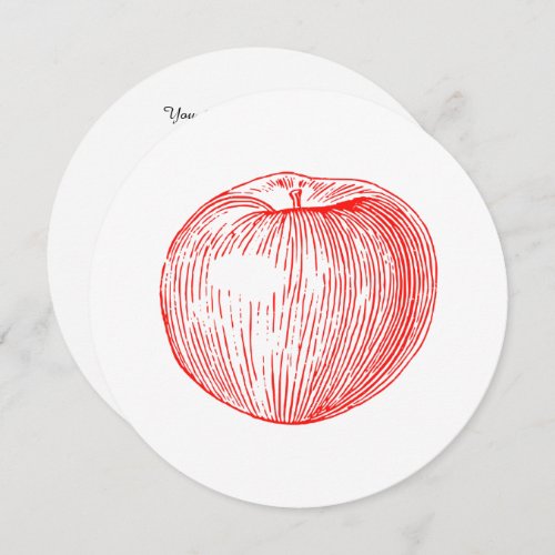 Candy Apple Red Letterpress Apple Invitation
