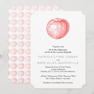 Candy Apple Red Letterpress Apple Invitation